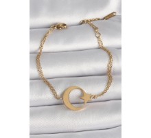 316L Çelik Gold Renk Ay Yıldız Model Kadın Bileklik - TJ-BB6661