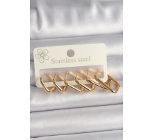316L Çelik Gold Renk Çoklu Kare Model Kadın Küpe Seti - TJ-BKP10062