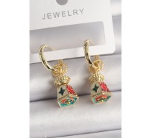 Pirinç Gold Renk Renkli Vintage Çin Emaye Model Kadın Küpe - TJ-BKP10091