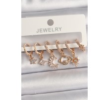 Pirinç Gold Renk Zirkon Taşlı Gezegen Model Kadın Küpe Seti - TJ-BKP10112
