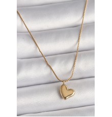 316L Çelik Gold Renk Zincir Kalp Figür Kadın Kolye - TJ-BKO9782