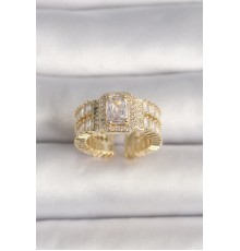 Pirinç Gold Renk Ayarlanabilir Baget Zirkon Taş Model Kadın Kolye - TJ-BYK3589