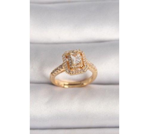 Pirinç Gold Renk Ayarlanabilir Baget Zirkon Taşlı Kadın Yüzük - TJ-BYK3595 Pirinç Gold Renk Ayarlanabilir Baget Zirkon Taşlı Kadın Yüzük - TJ-BYK3595