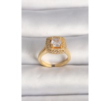 Pirinç Gold Renk Ayarlanabilir Baget Zirkon Taş Model Kadın Yüzük - TJ-BYK3599