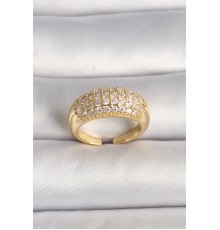 Pirinç Gold Renk Ayarlanabilir Zirkon Taşlı Kadın Yüzük - TJ-BYK3600
