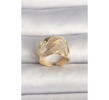 Pirinç Gold Renk Ayarlanabilir Zirkon Taşlı Kadın Yüzük - TJ-BYK3602