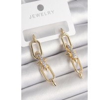 Pirinç Gold Renk Zirkon Taşlı Tiffany Model Kadın Küpe - TJ-BKP10210