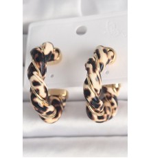 Pirinç Gold Renk Sarmal Leopar Desen Halka Model Kadın Küpe - TJ-BKP10343