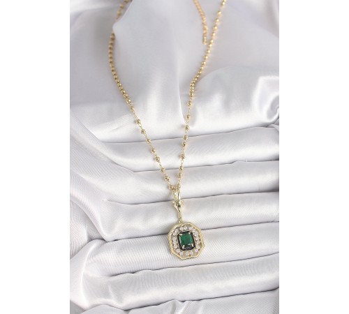 316L Çelik Gold Renk Topçuk Zincir Yeşil Taşlı Seranay Model Kadın Kolye - TJ-BKO9901 316L Çelik Gold Renk Topçuk Zincir Yeşil Taşlı Seranay Model Kadın Kolye - TJ-BKO9901