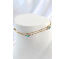 316L Çelik Gold Renk Zirkon Taşlı Sallantılı Yonca Model Halhal - TJ-HH1634