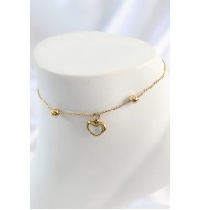316L Çelik Gold Renk Sallantı Mineli Kalp Figür Topçuk Detay Kadın Halhal - TJ-HH1649