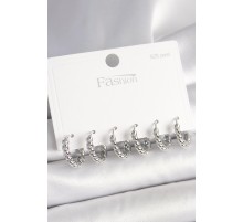 925 Ayar Gümüş Çivi Pirinç Gümüş Renk Sarmal Halka Model Kadın Küpe Seti - TJ-BKP10416