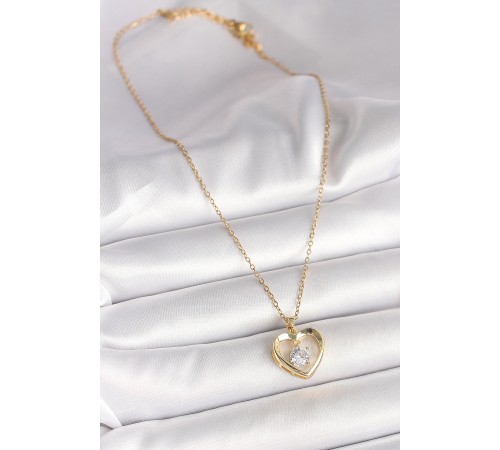 316L Çelik Gold Renk Zincir Zirkon Taşlı Kalp Model Kadın Kolye - TJ-BKO9962 316L Çelik Gold Renk Zincir Zirkon Taşlı Kalp Model Kadın Kolye - TJ-BKO9962