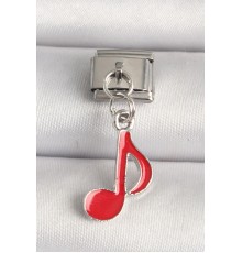 316L Çelik Gümüş Renk Kırmızı Müzik Nota Model Nomination Charm - TJ-BC1218