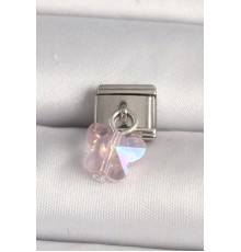 316L Çelik Gümüş Renk Pembe Zirkon Taşlı Kelebek Model Nomination Charm - TJ-BC1319