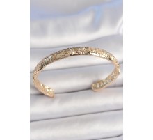 Pirinç Gold Renk İşlemeli Hilal Yıldız İşlemeli Model Zirkon Taş Detaylı Kadın Kelepçe - TJ-BB6924