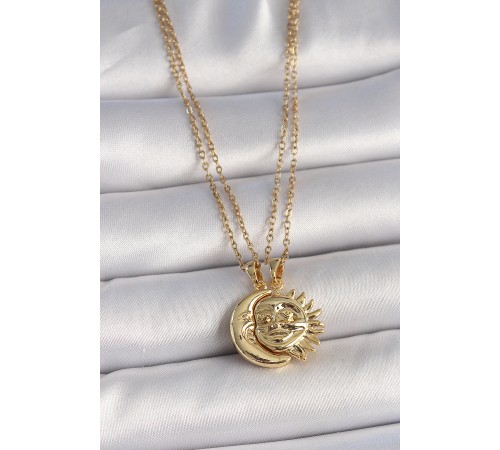 316L Çelik Gold Renk Ay Güneş Model Arkadaşlık Kadın Kolye - TJ-BKO10027 316L Çelik Gold Renk Ay Güneş Model Arkadaşlık Kadın Kolye - TJ-BKO10027