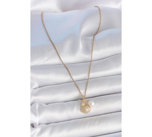 316L Çelik Gold Renk Zincir Zirkon Taşlı Deniz Kabuğu Model İnci Detay Kadın Kolye - TJ-BKO10045 316L Çelik Gold Renk Zincir Zirkon Taşlı Deniz Kabuğu Model İnci Detay Kadın Kolye - TJ-BKO10045