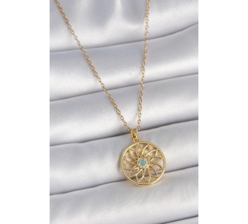 316L Çelik Gold Renk Zincr Mavi Taşlı Lotus Model Kadın Kolye - TJ-BKO10061 316L Çelik Gold Renk Zincr Mavi Taşlı Lotus Model Kadın Kolye - TJ-BKO10061