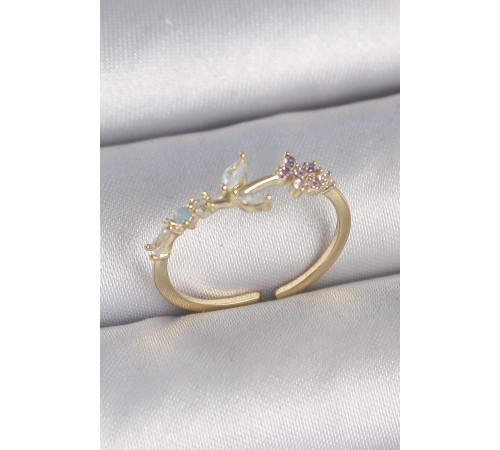 Pirinç Gold Renk Zirkon Taşlı Çiçek Model Ayarlanabilir Kadın Yüzük - TJ-BYK3723 Pirinç Gold Renk Zirkon Taşlı Çiçek Model Ayarlanabilir Kadın Yüzük - TJ-BYK3723