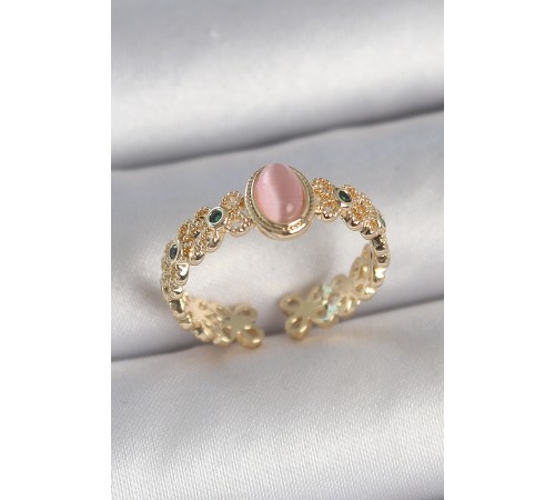 Pirinç Gold Renk Zirkon Taş Detaylı Pembe Mineli Damla Model Ayarlanabilir Kadın Yüzük - TJ-BYK3725 Pirinç Gold Renk Zirkon Taş Detaylı Pembe Mineli Damla Model Ayarlanabilir Kadın Yüzük - TJ-BYK3725