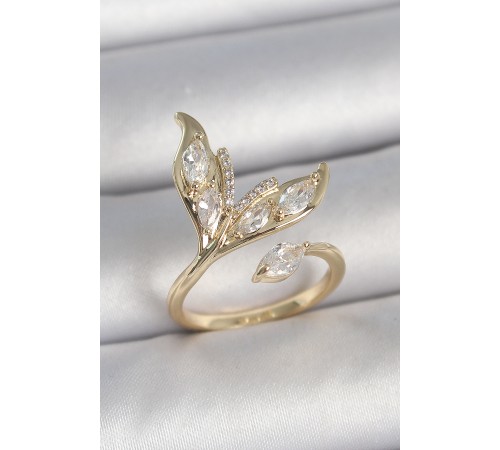 Pirinç Gold Renk Zirkon Taşlı Balık Kuyruğu Model Ayarlanabilir Model Kadın Yüzük - TJ-BYK3745 Pirinç Gold Renk Zirkon Taşlı Balık Kuyruğu Model Ayarlanabilir Model Kadın Yüzük - TJ-BYK3745