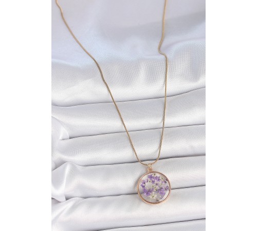 316L Çelik Gold Renk Zincir Daire Eposki Mor Çiçek Model Kadın Kolye - TJ-BKO10071 316L Çelik Gold Renk Zincir Daire Eposki Mor Çiçek Model Kadın Kolye - TJ-BKO10071