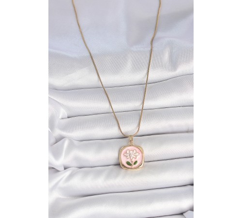 316L Çelik Gold Renk Zincir Pembe Papatya İşlemeli İnci Detay Kadın Kolye - TJ-BKO10082 316L Çelik Gold Renk Zincir Pembe Papatya İşlemeli İnci Detay Kadın Kolye - TJ-BKO10082