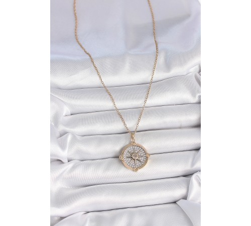 316L Çelik Gold Renk Zirkon Taşlı Pusula Model Kadın Kolye - TJ-BKO10093 316L Çelik Gold Renk Zirkon Taşlı Pusula Model Kadın Kolye - TJ-BKO10093