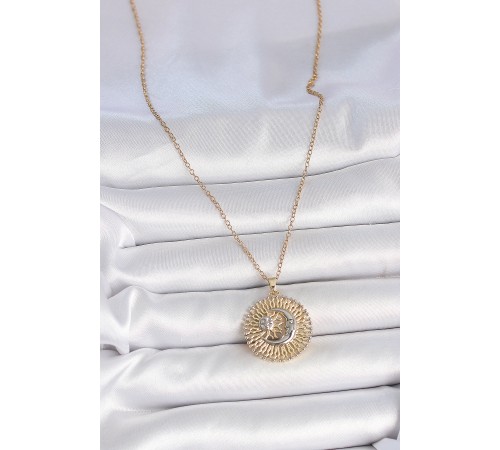 316L Çelik Gold Renk Mix Renk Ay Güneş Model Kadın Kolye - TJ-BKO10095 316L Çelik Gold Renk Mix Renk Ay Güneş Model Kadın Kolye - TJ-BKO10095