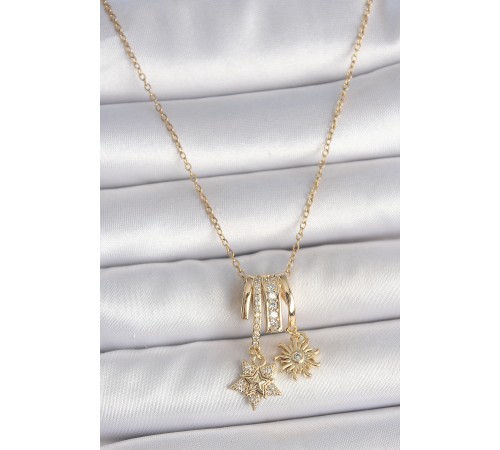 316L Çelik Gold Renk Sallantı Zirkon Taşlı Yıldız Güneş Figür Charm Kadın Kolye - TJ-BKO10100 316L Çelik Gold Renk Sallantı Zirkon Taşlı Yıldız Güneş Figür Charm Kadın Kolye - TJ-BKO10100