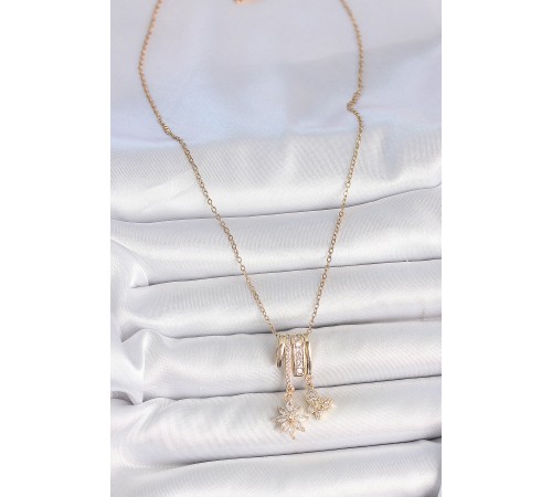 316L Çelik Gold Renk Sallantı Zirkon Taşlı Çiçek Kelebek Figür Charm Kadın Kolye - TJ-BKO10102 316L Çelik Gold Renk Sallantı Zirkon Taşlı Çiçek Kelebek Figür Charm Kadın Kolye - TJ-BKO10102