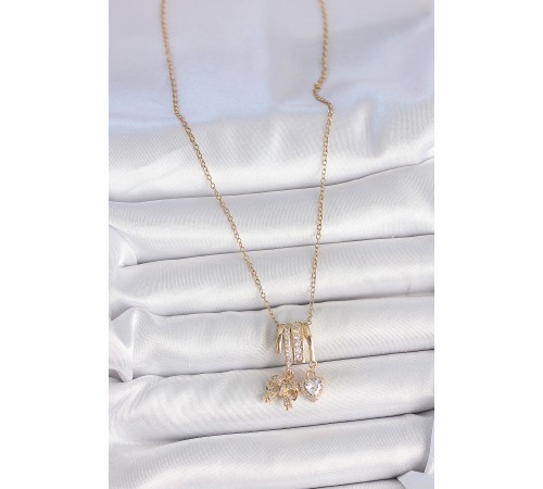 316L Çelik Gold Renk Sallantı Fiyonk Kalp Figür Charm Kadın Kolye - TJ-BKO10103 316L Çelik Gold Renk Sallantı Fiyonk Kalp Figür Charm Kadın Kolye - TJ-BKO10103