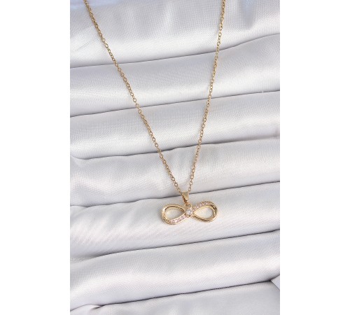 316L Çelik Gold Renk Zincir Zirkon Taşlı Sonsuzluk Model Kadın Kolye - TJ-BKO10106 316L Çelik Gold Renk Zincir Zirkon Taşlı Sonsuzluk Model Kadın Kolye - TJ-BKO10106