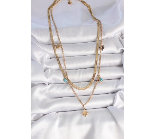 316L Çelik Gold Renk 2'Li İtalyan Zincir Model Yıldız Figür Mavi Taş Detay Kadın Kolye - TJ-BKO10113 316L Çelik Gold Renk 2'Li İtalyan Zincir Model Yıldız Figür Mavi Taş Detay Kadın Kolye - TJ-BKO10113