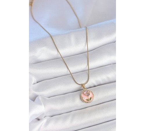 316L Çelik Gold Renk Zincir Pembe Minimal Çiçek İşlemeli İnci Detay Portre Model Kadın Kolye - TJ-BKO10129 316L Çelik Gold Renk Zincir Pembe Minimal Çiçek İşlemeli İnci Detay Portre Model Kadın Kolye - TJ-BKO10129