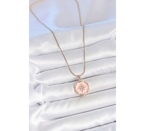 316L Çelik Gold Renk Zincir Pembe Mineli Zirkon Taşlı Kuzey Yıldız İşlemeli Madalyon Model Kadın Kolye - TJ-BKO10172 316L Çelik Gold Renk Zincir Pembe Mineli Zirkon Taşlı Kuzey Yıldız İşlemeli Madalyon Model Kadın Kolye - TJ-BKO10172