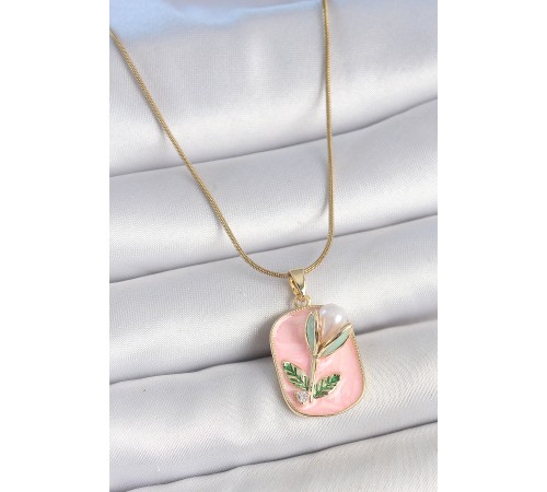 316L Çelik Gold Renk Zincir Pembe Mineli İncili Çiçek İşlemeli Portre Model Kadın Kolye - TJ-BKO10178 316L Çelik Gold Renk Zincir Pembe Mineli İncili Çiçek İşlemeli Portre Model Kadın Kolye - TJ-BKO10178