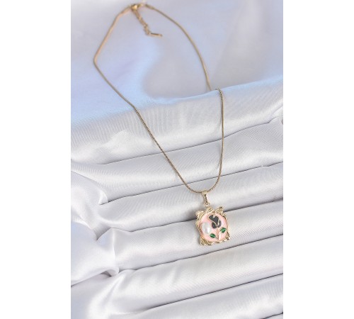 316L Çelik Gold Renk Zincir Pembe Mineli Çiçek İşlemli İnci Detay Portre Model Kadın Kolye - TJ-BKO10185 316L Çelik Gold Renk Zincir Pembe Mineli Çiçek İşlemli İnci Detay Portre Model Kadın Kolye - TJ-BKO10185