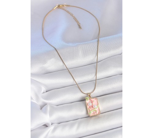316L Çelik Gold Renk Zincir Pembe Mineli İncli Çiçek İşlemeli Portre Model Kadın Kolye - TJ-BKO10193 316L Çelik Gold Renk Zincir Pembe Mineli İncli Çiçek İşlemeli Portre Model Kadın Kolye - TJ-BKO10193