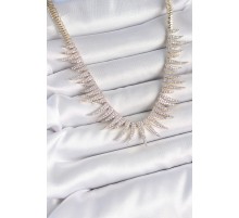 Pirinç Gold Renk Zirkon Taşlı Sivri Model VIP Seri Kadın Kolye - TJ-BKO10202