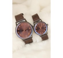 Kahverengi Deri Kordonlu Rose Metal Kasa Sevgili Saatleri - TJ-SGK1371