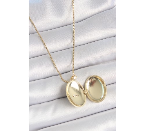316L Çelik Gold Renk Zincir Zirkon Taşlı Anka Kuşu İşlemeli Açılır Model Kadın Kolye - TJ-BKO10213