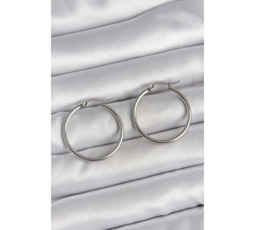 316 Çelik Gümüş Renk 27 mm Halka Model Kadın Küpe - TJ-BKP10514 316 Çelik Gümüş Renk 27 mm Halka Model Kadın Küpe - TJ-BKP10514