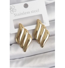 316 Çelik Gold Renk Dalga Model Kadın Küpe - TJ-BKP10519