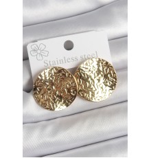 316 Çelik Gold Renk İşlemli Daire Plaka Model Kadın Küpe - TJ-BKP10520