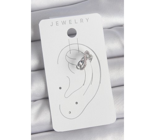 Pirinç Gümüş Renk Zirkon Taşlı Zincir Sonsuzluk Model Kadın Kıkırdak Küpe - TJ-BKP10553 Pirinç Gümüş Renk Zirkon Taşlı Zincir Sonsuzluk Model Kadın Kıkırdak Küpe - TJ-BKP10553