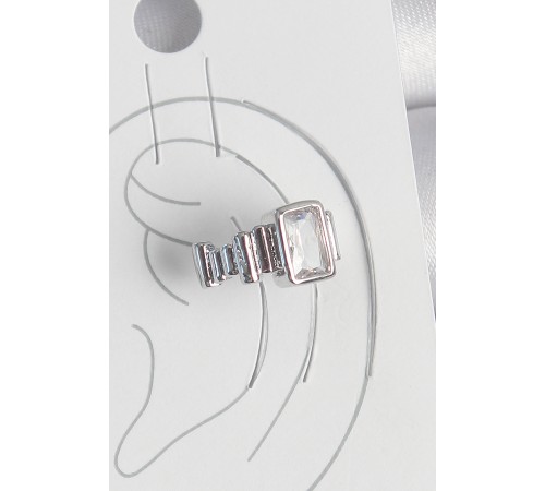 Pirinç Gümüş Renk Kare Zirkon Taşlı Kadın Kıkırdak Model Küpe - TJ-BKP10560 Pirinç Gümüş Renk Kare Zirkon Taşlı Kadın Kıkırdak Model Küpe - TJ-BKP10560