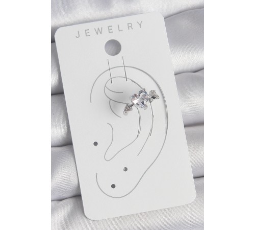 Pirinç Gümüş Renk Zirkon Taşlı Yıldız Model Kadın Kıkırdak Küpe - TJ-BKP10562 Pirinç Gümüş Renk Zirkon Taşlı Yıldız Model Kadın Kıkırdak Küpe - TJ-BKP10562
