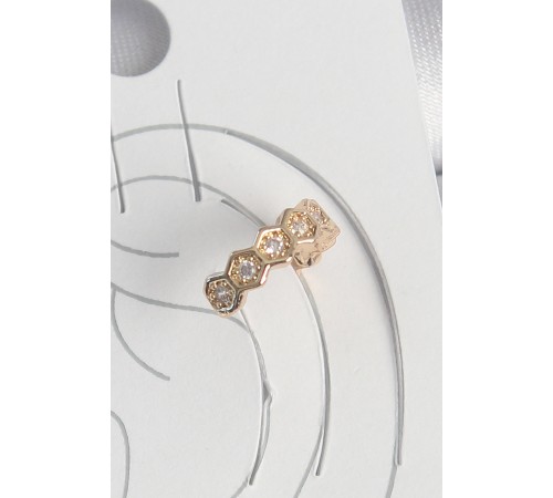 Pirinç Gold Renk Zirkon Taşlı Bal Peteği Model Kadın Kıkırdak Küpe - TJ-BKP10582 Pirinç Gold Renk Zirkon Taşlı Bal Peteği Model Kadın Kıkırdak Küpe - TJ-BKP10582